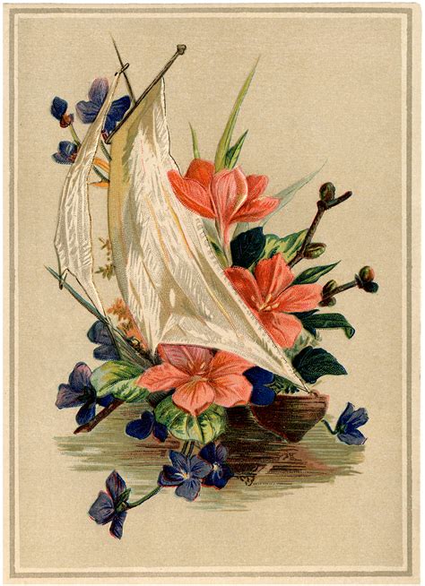 Antique Sailboat With Flowers Image Lovely The