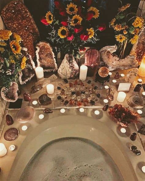 Spiritual Healing Bath In 2020 Crystal Bath Decor Meditation Rooms