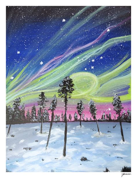 Magical Night Sky Acrylic Painting Fine Art Print Etsy
