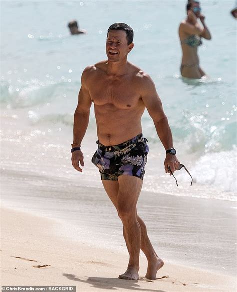 Shirtless Mark Wahlberg 52 Shows Off His Chiselled Abs As He Soaks Up The Sun In Barbados