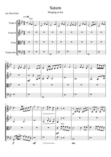 saturn sleeping at last sheet music for violin viola cello download free in pdf or midi
