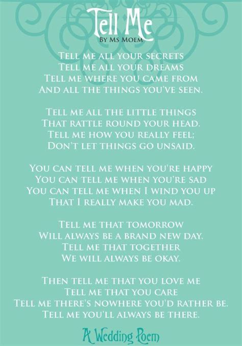 Tell Me A Wedding Poem Wedding Poems Marriage Poems Wedding Quotes