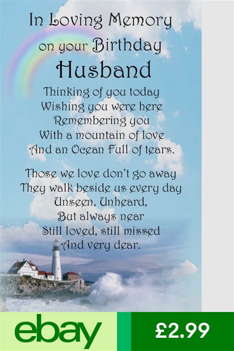 Husband Birthday Bereavement Graveside Card Memorial Keepsake M5 For