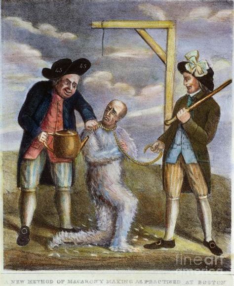 Tarring And Feathering 1774 Cartoon Poster Canvas Print Wooden