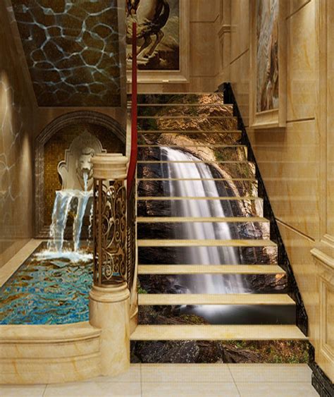 3d waterfall 1145 stair risers aj wallpaper