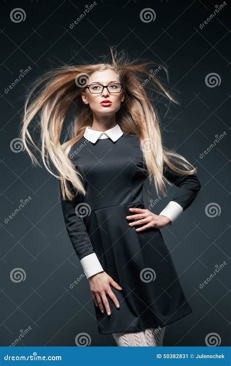 Closeup Portrait Of Blonde Woman Wearing Glasses Stock Image Image Of Collar Lifestyle 50382831