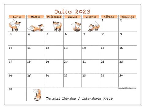Calendario Julio De 2023 Para Imprimir “49ld” Michel Zbinden Sv