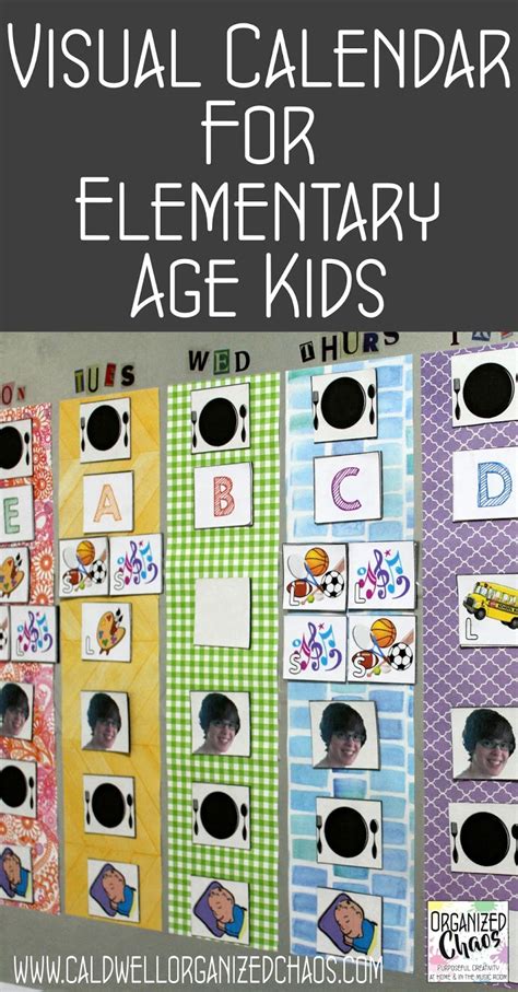 Visual Calendar For Elementary Age Kids Organized Chaos