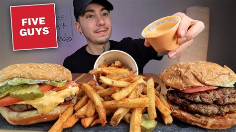 Asmr Eating Five Guys Burgers And Cajun Fries With Fresh Burger Sauce
