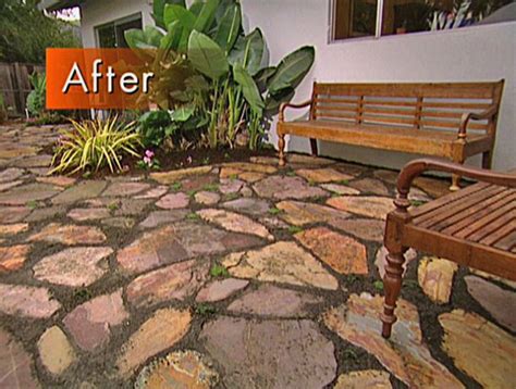 Or, if you have some affordable sling chairs like these, get crafty and paint the canvas yourself. How to Create a Mulched Flagstone Patio | Diy patio, Flagstone patio, Garden flagstone