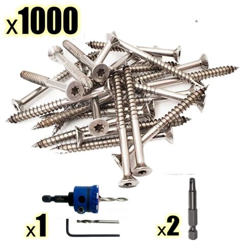 1000 Decking Screws 10 Gauge 65mm Torx Stainless Steel 304 Ez Bit