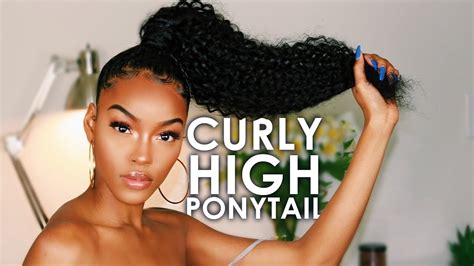 The fabulous braid twisted on the bun adds some interesting and romantic elements to the high bun perfectly. HIGH CURLY PONYTAIL TUTORIAL feat. Longqi Hair | Slim ...