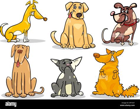 Cartoon Illustration Of Funny Dogs Or Puppies Pet Set Stock Photo Alamy