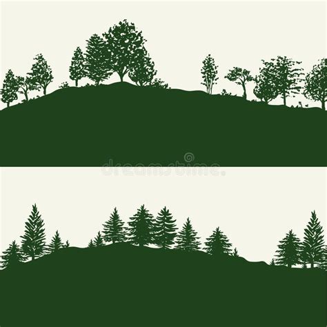 Forest Trees Silhouettes Set Stock Vector Illustration Of Shape