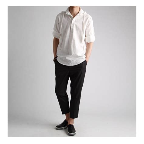 린넨소재의 7부 롤업 후드셔츠 Shirt40 존클락 30대 남자옷쇼핑몰 깔끔한 캐쥬얼 데일리룩 추천코디 남자 패션
