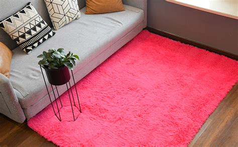 Super Soft Hot Pink Area Rugs For Living Room Floor Fluffy