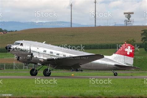 Douglas Dc3c Vintage Airliner In Swissair Markings Stock Photo