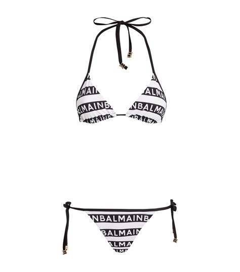Balmain White Logo Triangle Bikini Harrods Uk