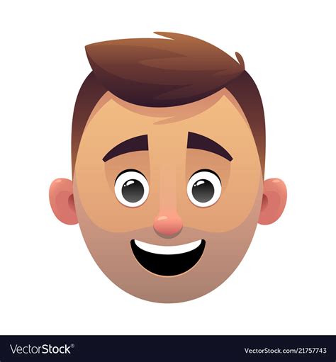 Young Man Head Avatar Cartoon Face Character Vector Image
