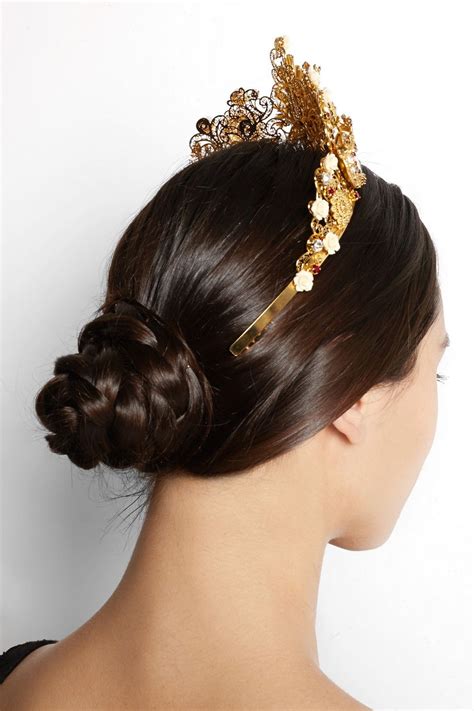 Gold Gold Tone Swarovski Crystal Crown Dolce And Gabbana Dolce