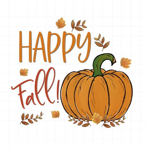 Happy Fall Printable Clipart Pumpkin Sublimation Image Etsy Fall