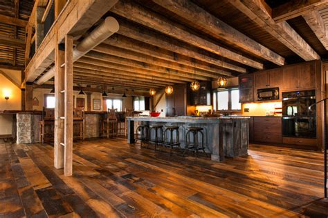 Antique Historic Plank Flooring Barn Loft Rustic Kitchen