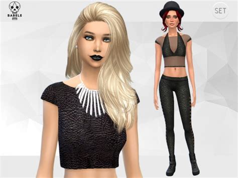 The Sims Resource Leather Set 2 Tops1leggins By Babele • Sims 4