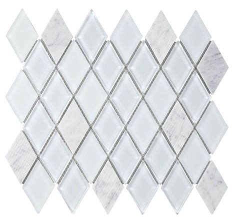 Diamond White Marble And Glass Tile Mineral Tiles