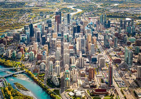 Aerial View Of Downtown Calgary City Cities Buildings Photography