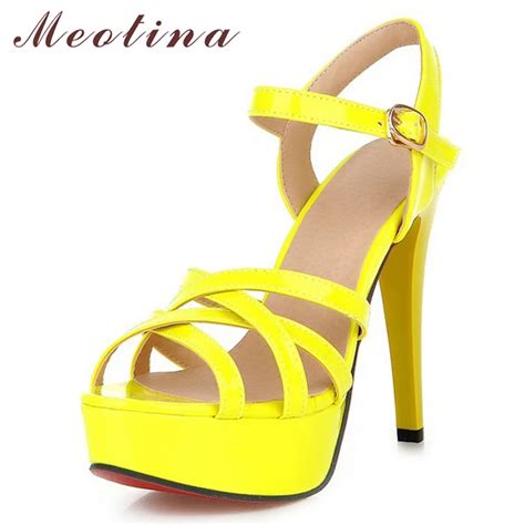 Meotina Women Shoes Summer Sandals Platform High Heel Sandals Gladiator Party Shoes Thin High