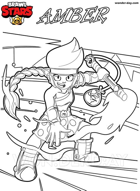 Amber Brawl Stars Coloring Pages Print A New Brawler