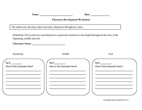 Character Development Worksheet Printable Lexias Blog
