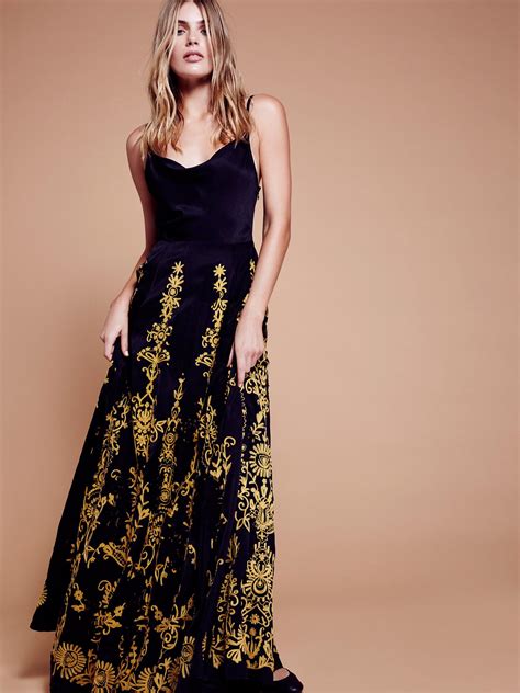 Lyst Free People Cowl Embroidered Maxi Dress In Black