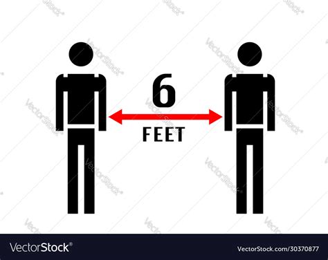 Stay 6 Feet Away Keep Your Distance Warning Sign Vector Image