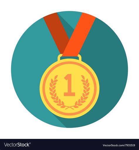 Gold Medal Flat Icon Royalty Free Vector Image