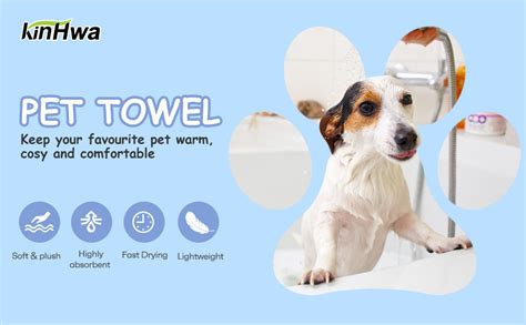 Kinhwa Dog Towel Super Absorbent Pet Bath Towel Microfiber