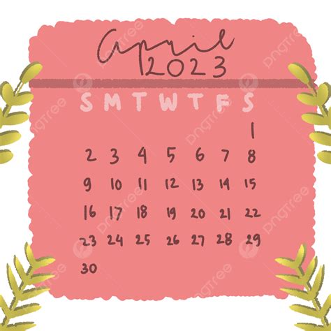 Calendar April 2023 Calendar April 2023 Date Png Transparent Clipart