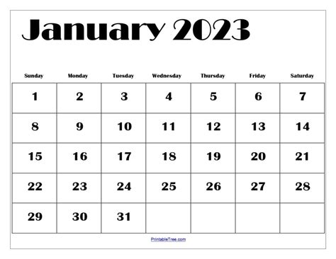 Blank January 2023 Calendar Printable Pdf Templates