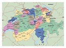 Detailed political and administrative map of Switzerland with roads and ...