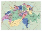 Detallado mapa político y administrativo de Suiza con carreteras y ...