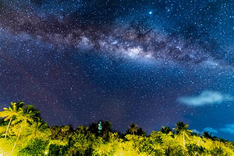 Milky Way In The Night Sky Over The Maldives Stock Photo Download