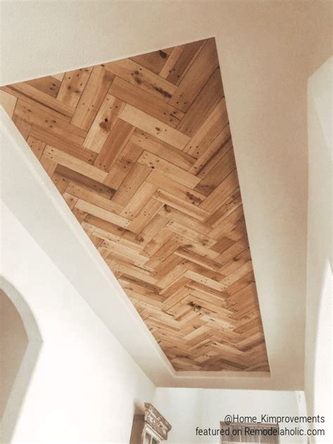 Inexpensive Diy Herringbone Wood Ceiling Using Pallets Wood Ceilings