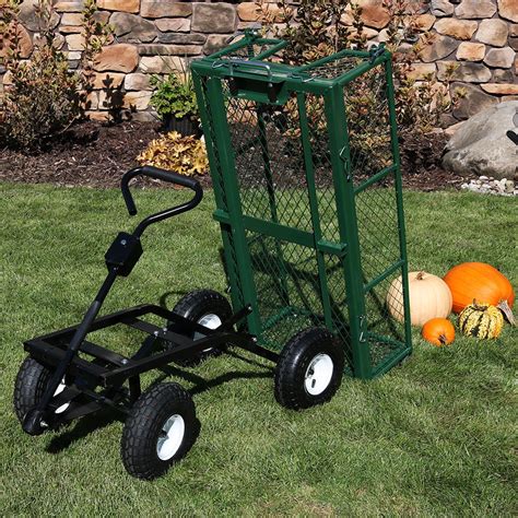 Sunnydaze Steel Dump Utility Garden Cart 660 Pound Weight Capacity