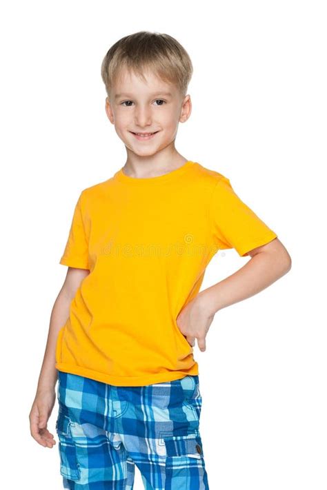 Cute Boy In Yellow Shirt Stock Image Image Of Smile 43937949