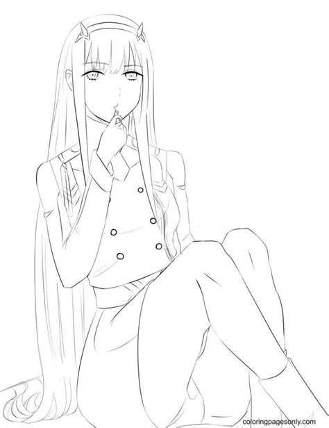 Anime Zero Two Coloring Page Free Printable Coloring Pages