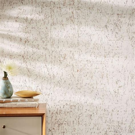 Modern Wallpaper White Gold Metallic Natural Real Cork Etsy Cork