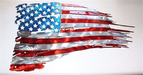 Patriotic Tattered And Torn American Flag Metal Wall Art