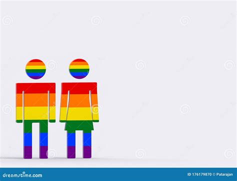 D Rendering LGBT Rainbow Color Male And Female Gender Symbol On Copy Space Gray Background