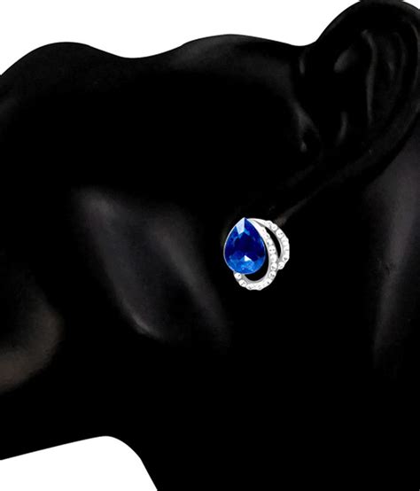 Jewelz Blue American Diamond Stud Earrings Buy Jewelz Blue American