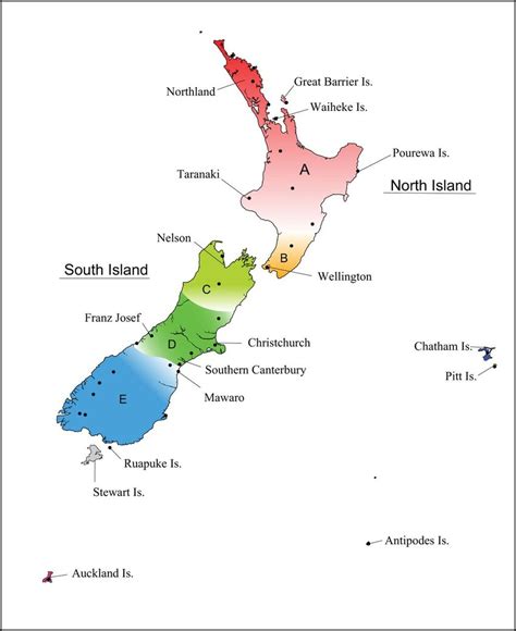 Map Of New Zealand Indicating The Geographical Regions Discussed And